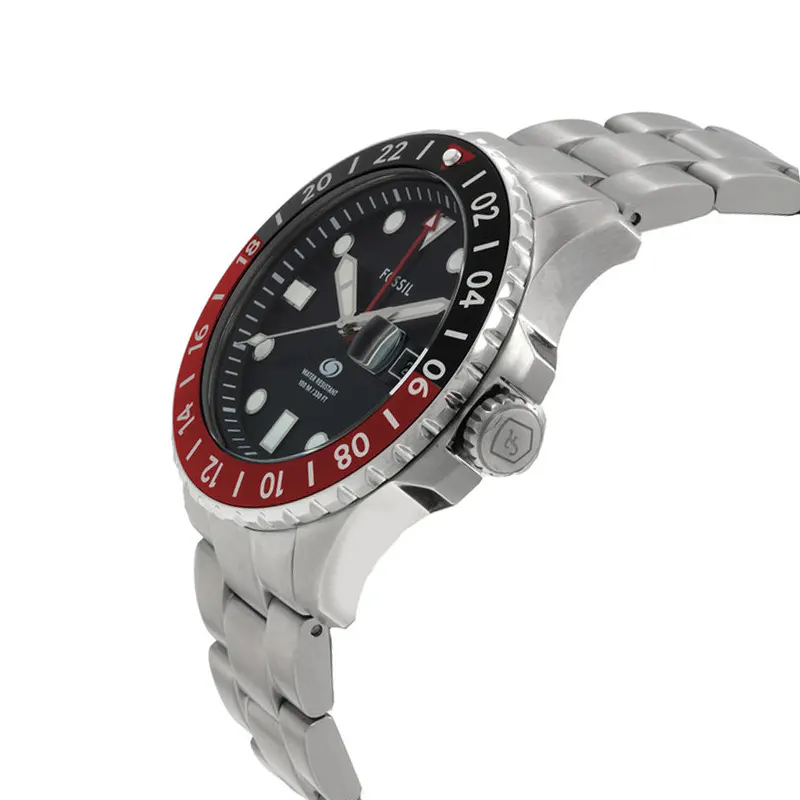 Fossil GMT Black Dial Pepsi Bezel Men’s Watch- FS6092